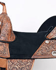 HILASON Treeless Western Trail Barrel Racing American Leather Saddle Dark Brown | Horse Saddle | Western Saddle | Treeless Saddle | Saddle for Horses | Horse Leather Saddle