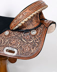 HILASON Treeless Western Trail Barrel Racing American Leather Saddle Dark Brown | Horse Saddle | Western Saddle | Treeless Saddle | Saddle for Horses | Horse Leather Saddle