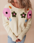 Tiana Pattern Ribbed Edge Sweater