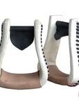 HILASON Horse Western Saddle Stirrup Oversize Rawhide Leather Pair| Rawhide Leather Stirrups | Oversize Horse Stirrups| Rawhide Covered Stirrups