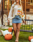 Harper Oversized Colorblock V Neck Hooded Sweater