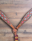 Hilason Western Horse Breast Collar Headstall American Leather Painted Geomatric