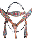 Hilason Western Horse Breast Collar Headstall American Leather Painted Geomatric