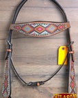 Hilason Western Horse Breast Collar Headstall American Leather Painted Geomatric