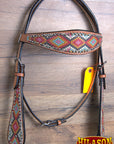 Hilason Western Horse Breast Collar Headstall American Leather Painted Geomatric