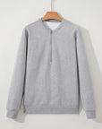 Textured Half-Zip Long Sleeve Sweatshirt