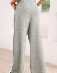 Solid Tied High-Waist Pleated Sweatpants
