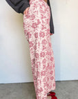 Floral Denim High Waist Pants