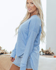 Kahlani Terry Raw Hem Long Sleeve Top