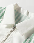 Stripe Half-Zip Long Sleeve Top