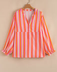 Teresa Stripe Crinkled Half PLUS Blouse