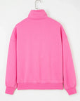 Half Button Stand Neck Drop Shoulder Sweatshirt