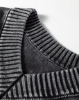 Mineral Wash Reverse Seam V-Neck Drop Shoulder Sweater