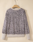 Leopard Patchwork Crew Neck Sweatshirt