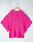 Pointelle Knit Scallop Edge Short Sleeve Top