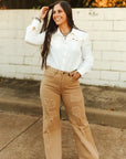 NELLIE CAMEL DISTRESSED WIDE LEG | JEANS