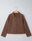 Leopard Lined Button Up Collared Jacket