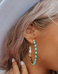 Sky Blue Gem Inlay Retro C-shape Earrings