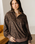 Leopard Corduroy Quarter-Zip Sweatshirt