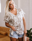 Karter Floral V Neck Short Sleeve Loose Fit Blouse
