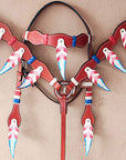 HILASON Western Horse Headstall Breast Collar Set Genuine American Leather Mahogany