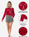 Bow Tie Contrast Trim Cropped Sweater