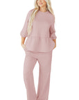 Cable Textured Top and Pants Set