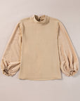 Solid Swiss Dot Balloon Sleeve Blouse