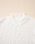 Sheer Mesh Lettuce Trim Long Sleeve Top