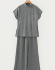 Corded Knit Mock Neck Tee and Pant Set