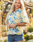 Claira Floral Puff Short Sleeve Blouse