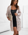 Solid Openwork Knit Button-Up Cardigan
