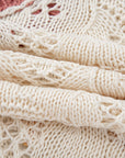Flower Embroidered Colorblock Edge Hollowed Sweater