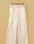 Bow Corduroy Drawstring Elastic Waist Pants