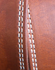 34 Inch 3D Brown Mens Leather Stitched Basic Belt Brass Buckle