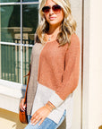 Colorblock Knit V-Neck Sweater