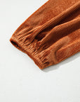 Velvet Ribbed Square Neck Puff Sleeve Top