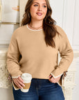 Plus Size Leopard Bow Split Cuff Sweater