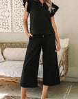 Alyssa Textured Flutter Sleeve Top