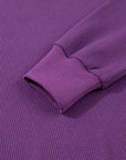 Solid Ribbed Raw Seam Patchwork Drop Shoulder Sweatshirt