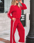 Varsity Stripe Crewneck Pullover & Sweatpants Set