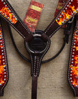 Hilason Western Horse Headstall Breast Collar Set American Leather Flame