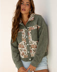 Floral Patchwork Ribbed Corduroy Shirt Jacket