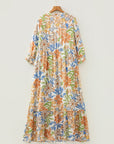 Plus Size Floral 3/4 Sleeve Tiered Dress