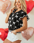 Bow Quarter-Zip Short Sleeve Sweater