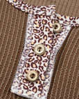 Leopard Corded Lace Patchwork Long Sleeve Top
