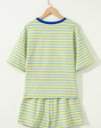 Stripe Terry Knit Top & Shorts Set