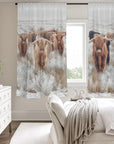 Highland Cows Window Curtain 52"x63" (2-Piece) Made in America