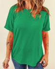 Solid Short Sleeve Crew Neck Tee