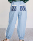 Floral Lace Patch Pocket Pleated Wide Leg Pants